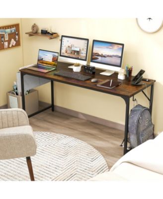 60 Inch Computer Desk with Charging Station Storage Bag