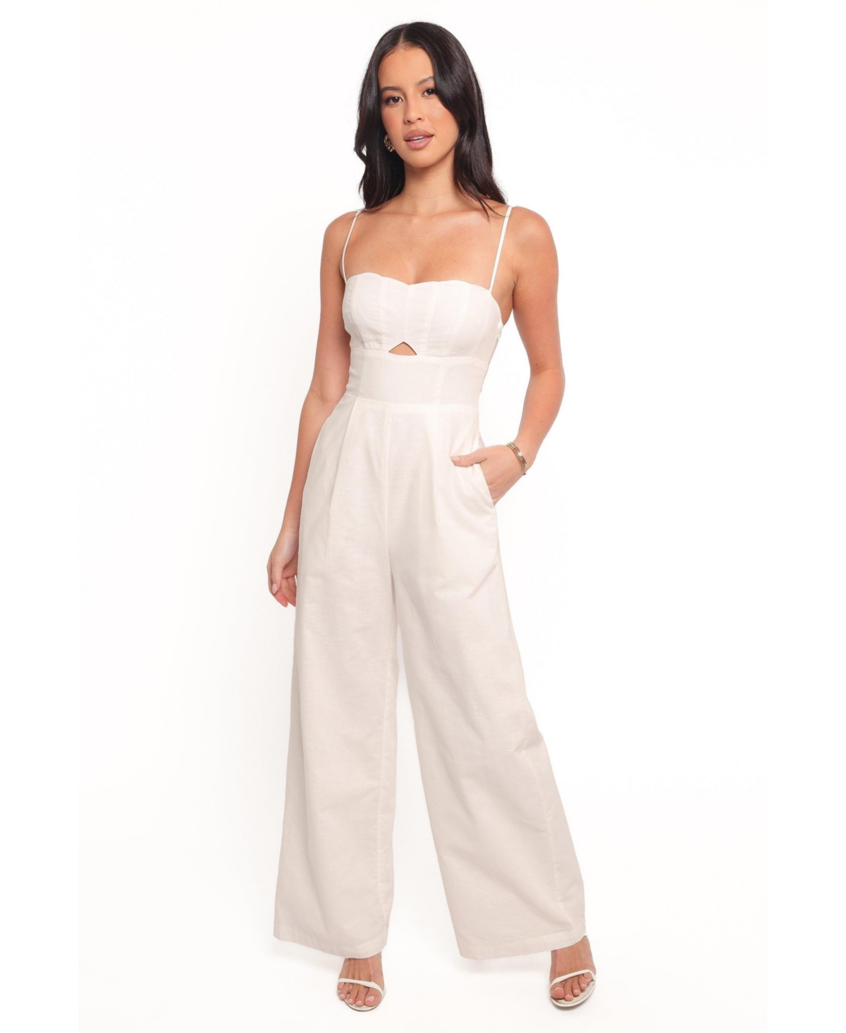 Women's Metra Scalloped Jumpsuit - White