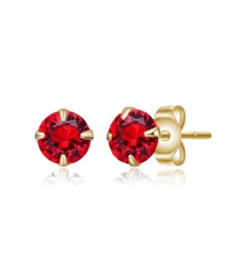 Kids 14K Gold Plated with 6MM Round Cubic Zirconia Stud Earrings