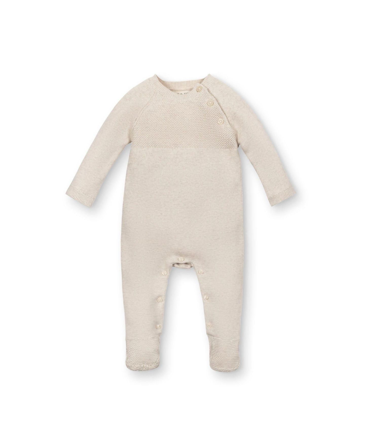 Комбинезон Hope & Henry Organic Raglan Footed Sweater Romper для мальчиков-малышей, цвет: Светлый овсяный меланжевый — фото 1