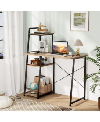Computer Desk with Shelves and 3-Tier Storage Bookshelf