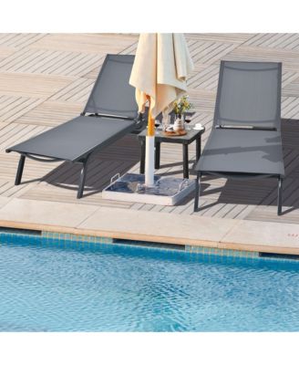 Set of 2 Patio Chaise Lounge Chair Aluminum Adjustable Recliner w/ Wheels