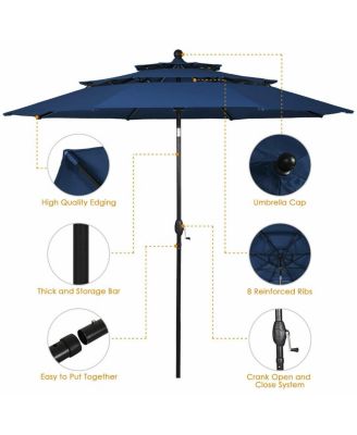 10 Feet 3 Tier Outdoor Patio Umbrella with Double Vented