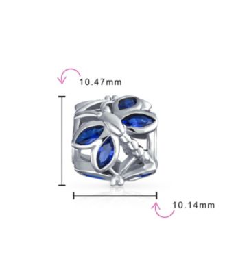 Blue CZ Butterfly Dragonfly Firefly Bead Charm Bead Fits European Bracelet Sterling Silver