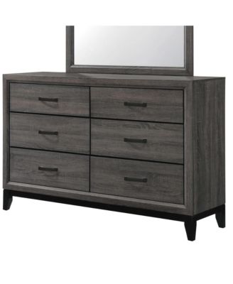 Ambroise Wood Dresser & Mirror, Gray/Black