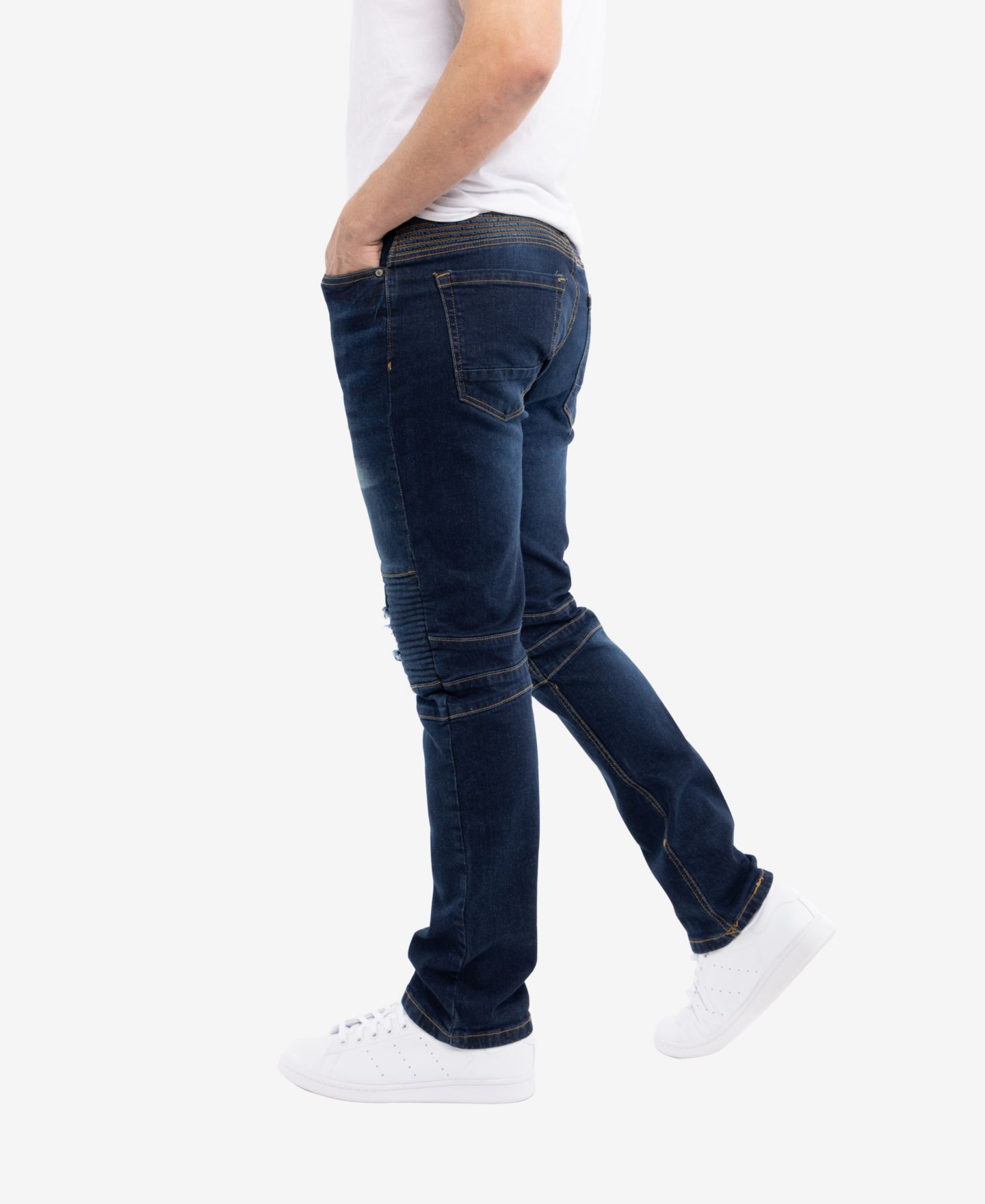 Мужские джинсы X-Ray RAW X Slim Fit Moto, цвет: Тёмный синий — фото 7
