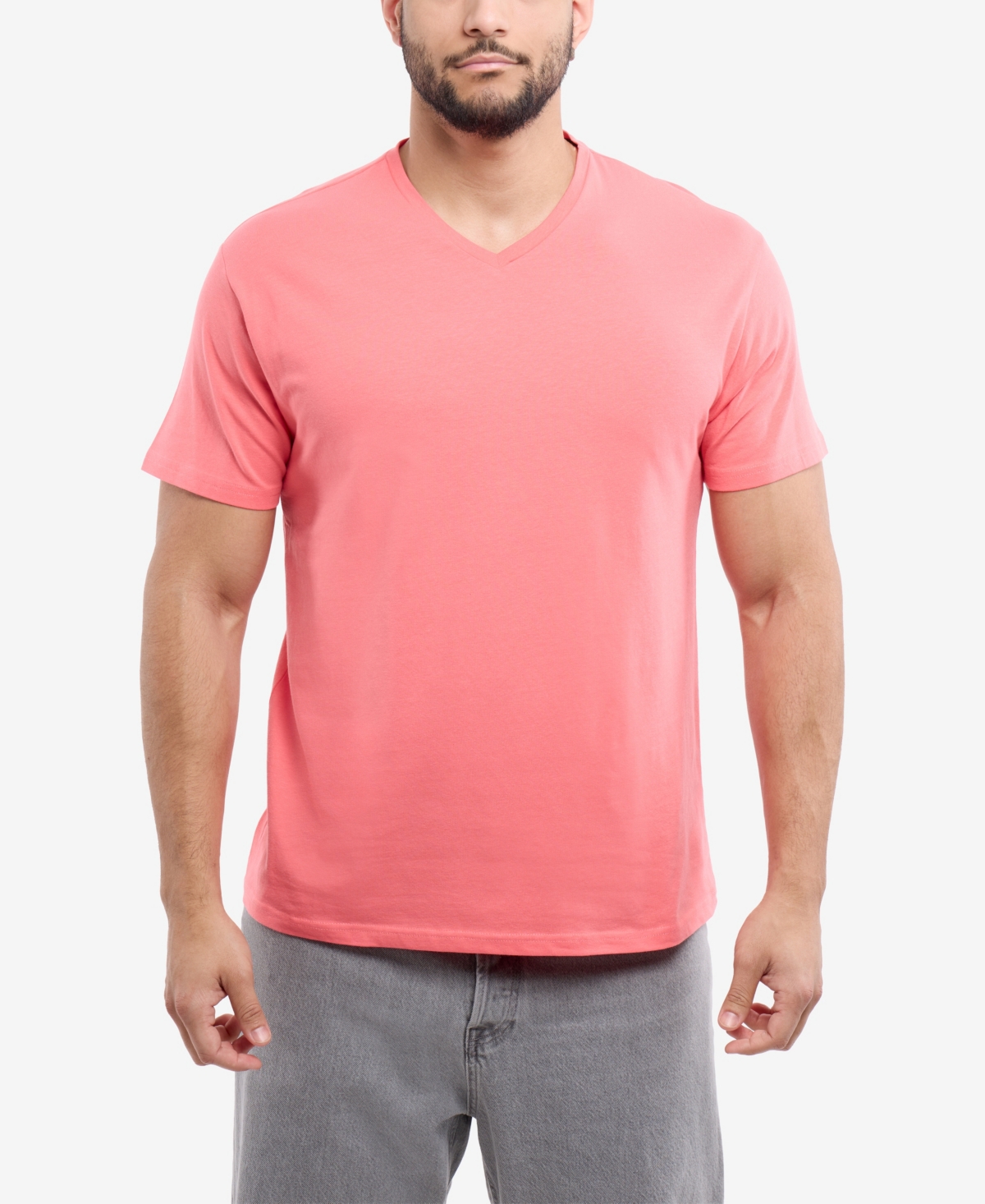Men's V-neck T-Shirt - Coral