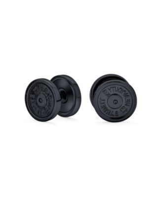 Dumbbell Black Plateau Plugs Earrings 316L Steel 16G 12MM