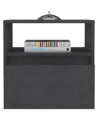 One Drawer Faux Wood Nightstand for Bedroom Storage and Bedside Table