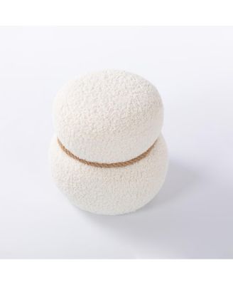 14" Wide Modern Entryway Ottoman Footstool with Snowman Design and Plush Upholstery