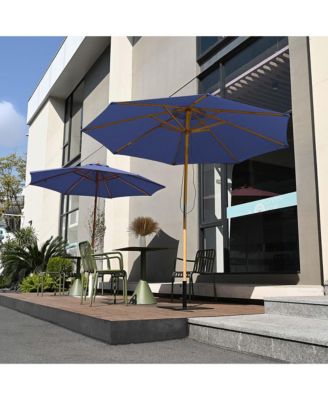 9Ft Patio BOHO Market Patio Umbrella 260GSM Acrylic Fabric 5-Year-Non-Fading Resort Outdoor Market Hyacinth Blue