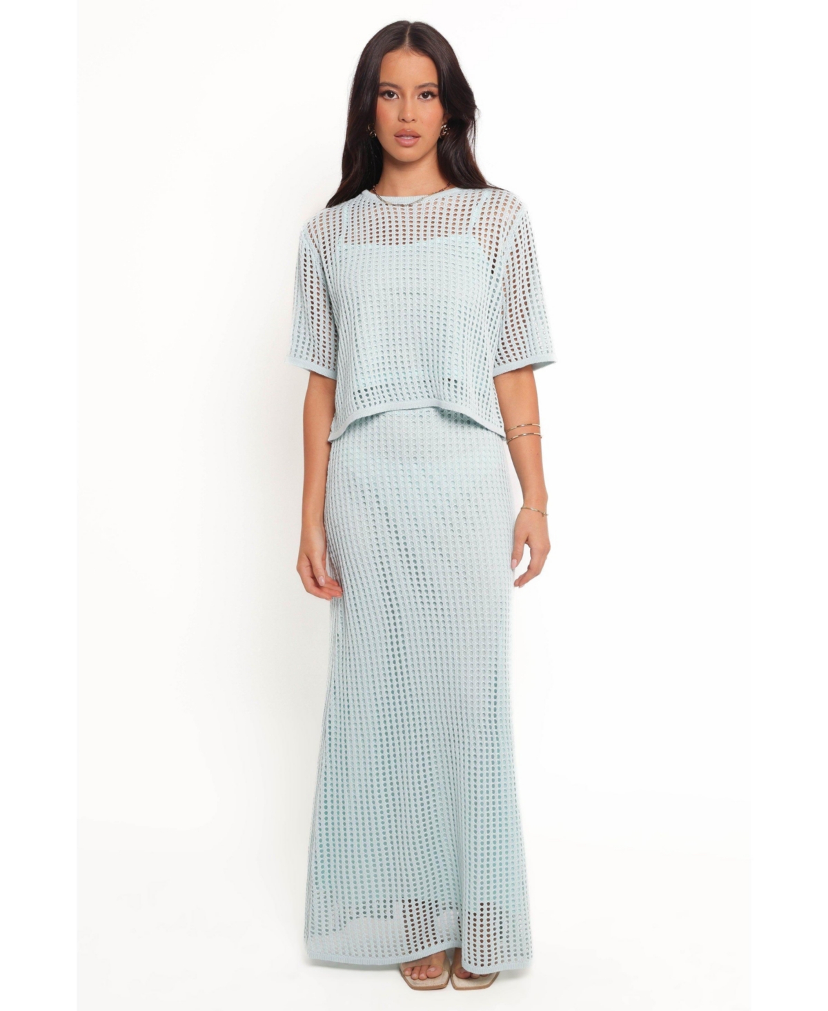 Women's Kinnie Knit Skirt Set - Light blue