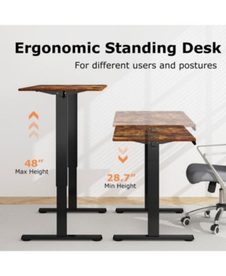Electric Standing Desk with 3 Memory Height Settings and 2 Hanging Hooks &amp; Cable Management