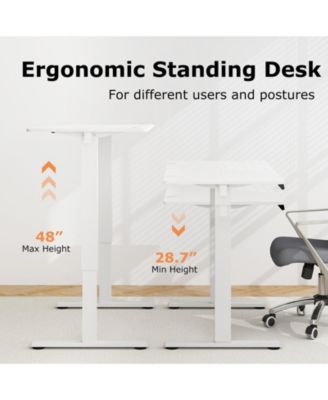 Electric Standing Desk with 3 Memory Height Settings and 2 Hanging Hooks & Cable Management