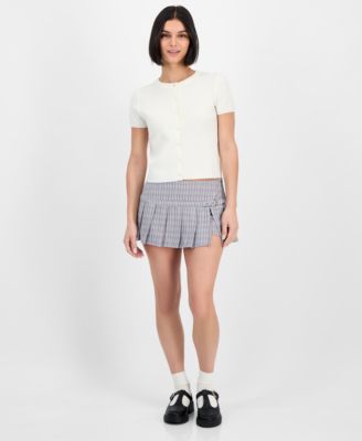 Juniors' Plaid Pleated Mini Skort