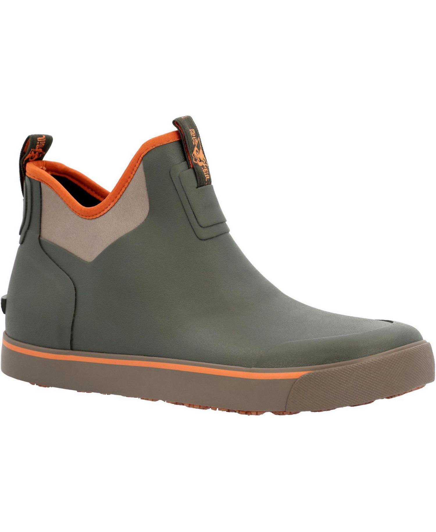 Men's Dry-Strike Waterproof Green and Orange Deck Boot