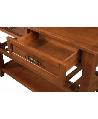Mid-Century Style Solid Wood Console Table with Storage