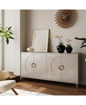 Streamdale Lacquered 4-Door Sideboard Cabinet in Champagne Silver