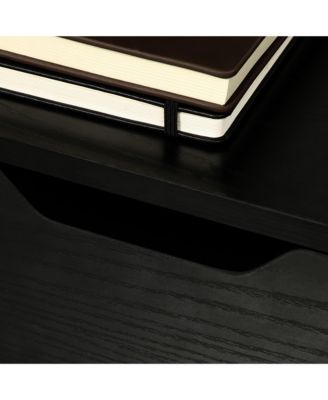 3 Drawer Office Storage Cabinet, Under Desk Cabinet with Wheels, Black Wood Grain