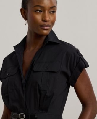 Women's Buckle-Trim Cotton-Blend Shirtdress