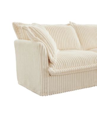 1 Pc Fabric Upholstered Sofa 3-Seat with Ottomans Sleeper Function Living Room Furniture