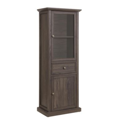 Freestanding Glass Door Cabinet with Drawer for Living & Office Spaces