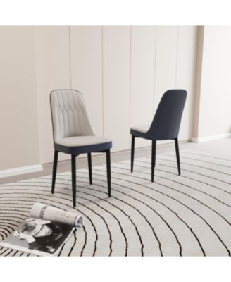 Set of 2 with PU Leather Cushions ,Metal  Modern Dining Chairs