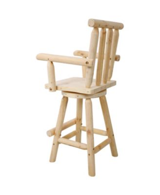 Rustic Fir Bar Stool with Armrests and Footrest (4ft, Light Brown)