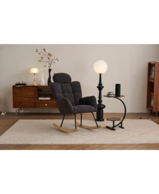 Streamdale Mid Century Modern Rocking Glider Chair with Teddy Fabric Upholstery