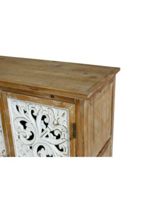 Floral Carved Accent Cabinet for Storage
