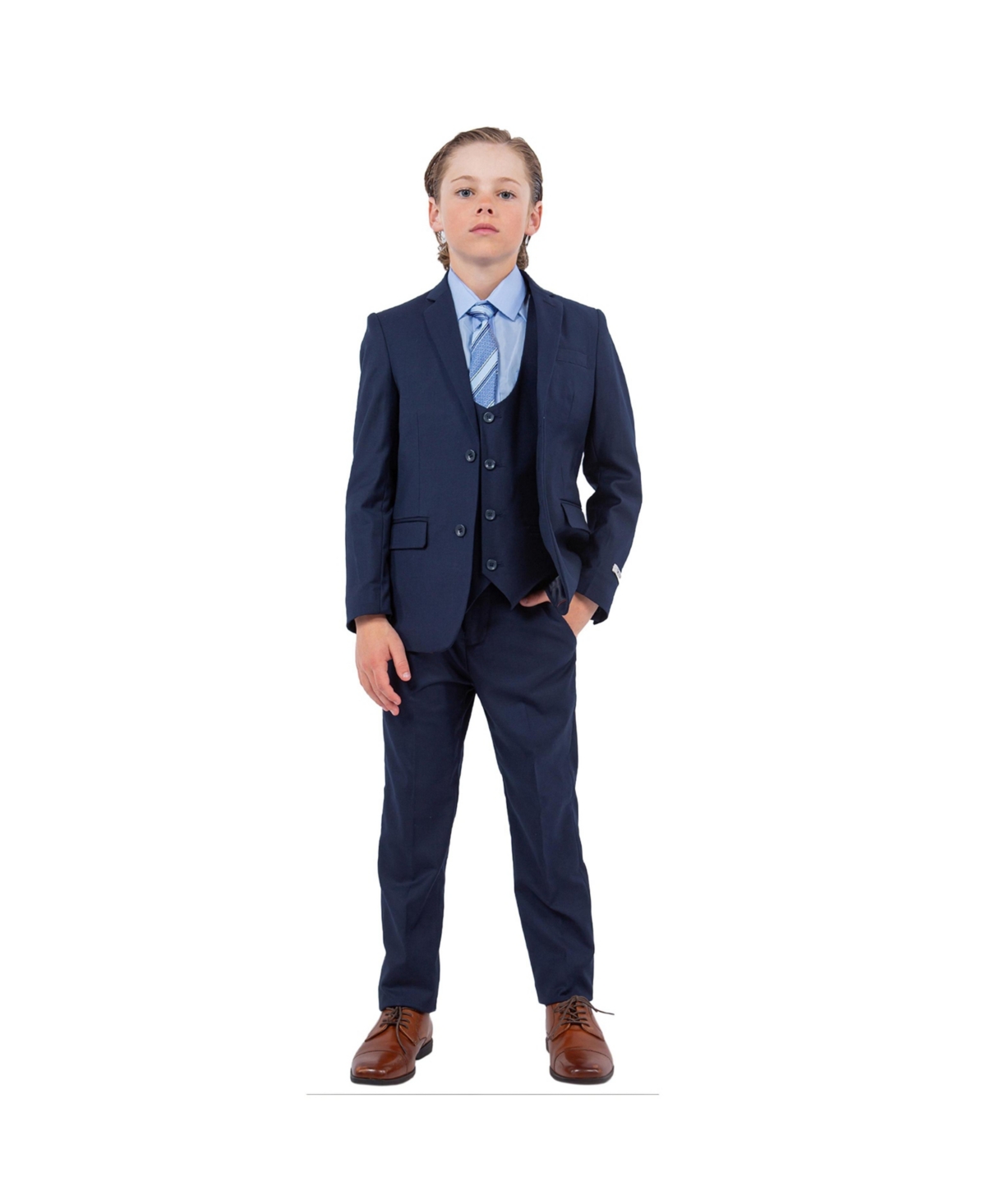 Navy Stacy Adams 5 Pc Toddler & Little Boys Suit - Navy