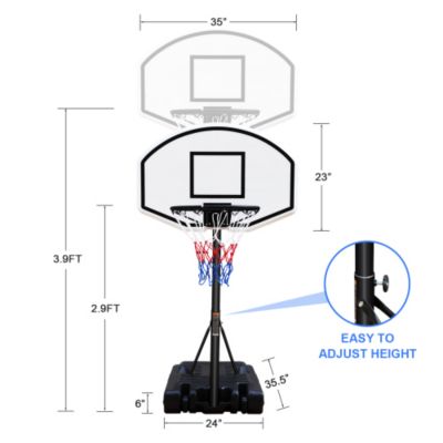 Portable Poolside Basketball Hoop System Height Adjustable 3.1ft to 4.7ft 36inch Backboard for Pool