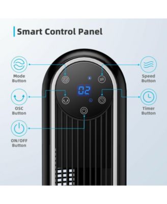 42 Inch 80 Degree Tower Fan with Smart Display Panel and Remote Control