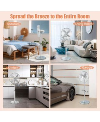 16 Inch Pedestal Standing Fan Oscillating Pedestal Fan with 3 Speeds and Adjustable Height