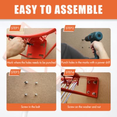 Basketball Rim Replacement 18inch Steel Rim with Net Easy to Install Heavy Duty