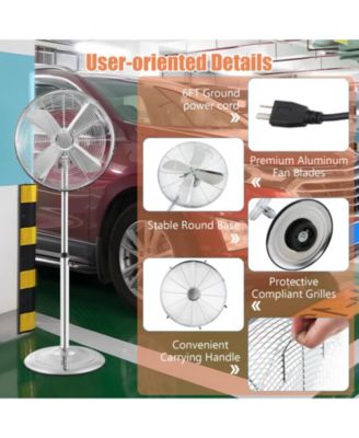 16 Inch Pedestal Standing Fan Oscillating Pedestal Fan with 3 Speeds and Adjustable Height