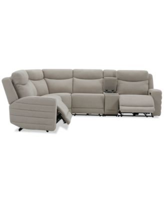 Kristyan 6-Pc. Fabric Sectional with 3 Power Motion Chairs and Console, Exclusively at Macy's