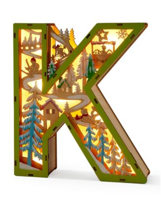 LED Wood Monogram Letter Decor - K