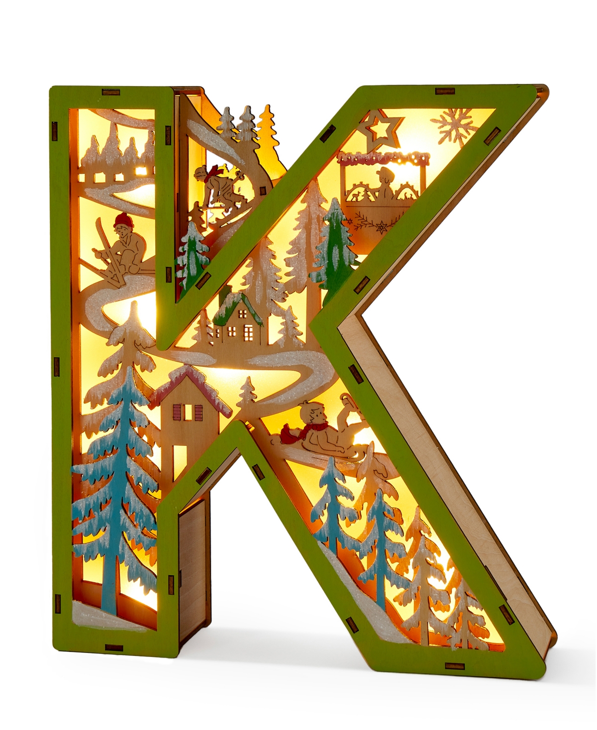 Giftcraft Led Wood Monogram Letter Decor In Green