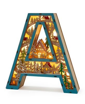 LED Wood Monogram Letter Decor - A