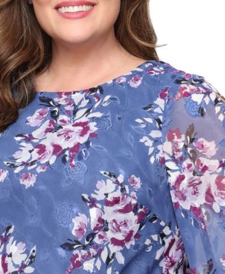 Plus Size 3/4-Sleeve Chiffon Top
