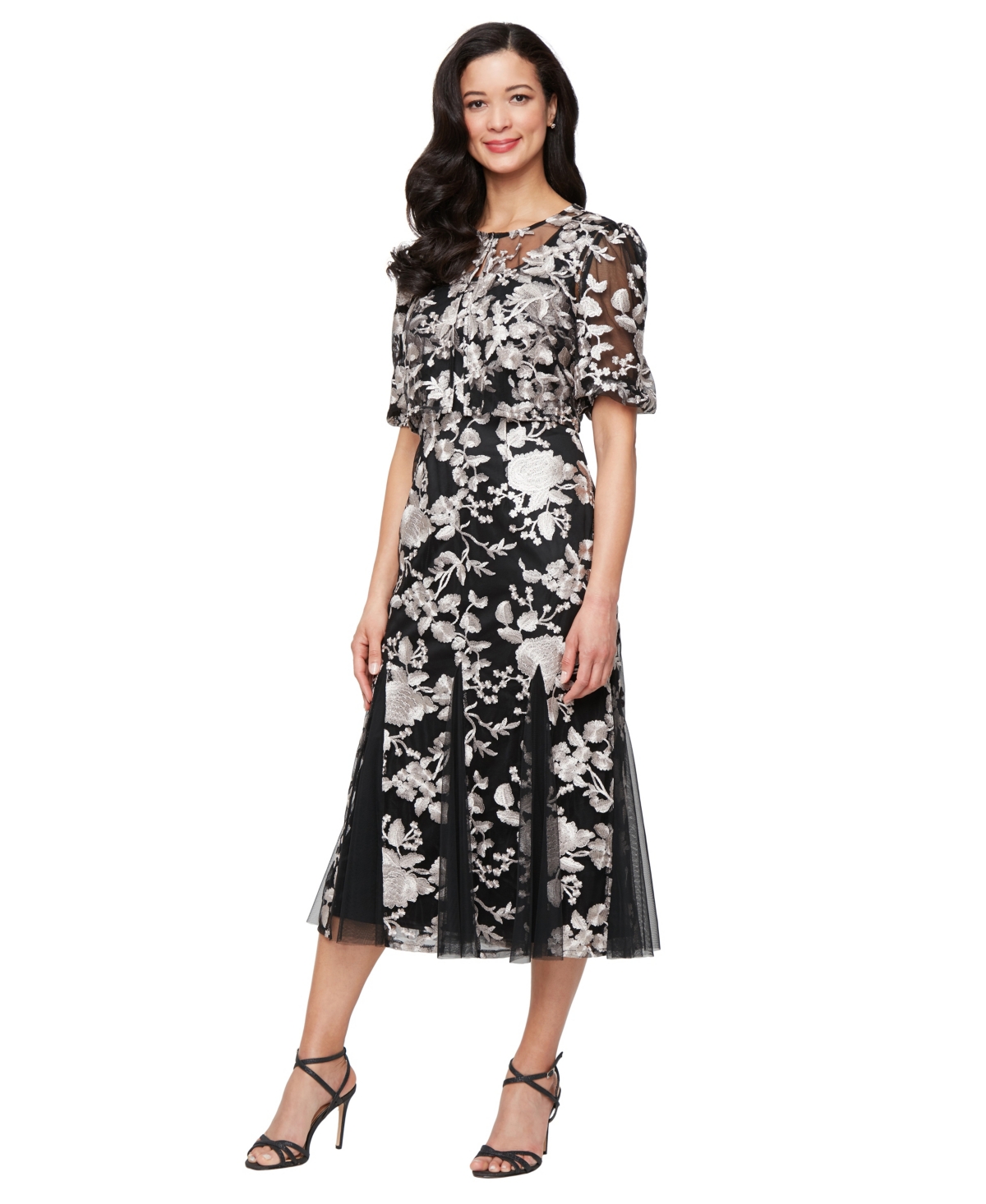 Women's Stretch Tulle Jacket Dress - Black/Taupe