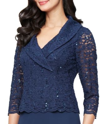 Women's 3/4-Sleeve Lace A-Line Dress