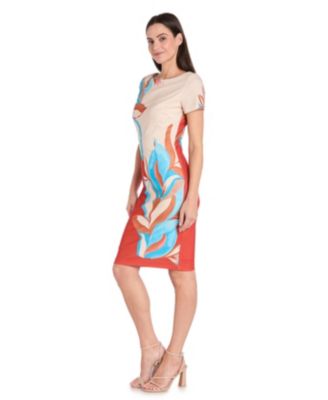 Women's Colorblocked Placement-Print Sheath Dress