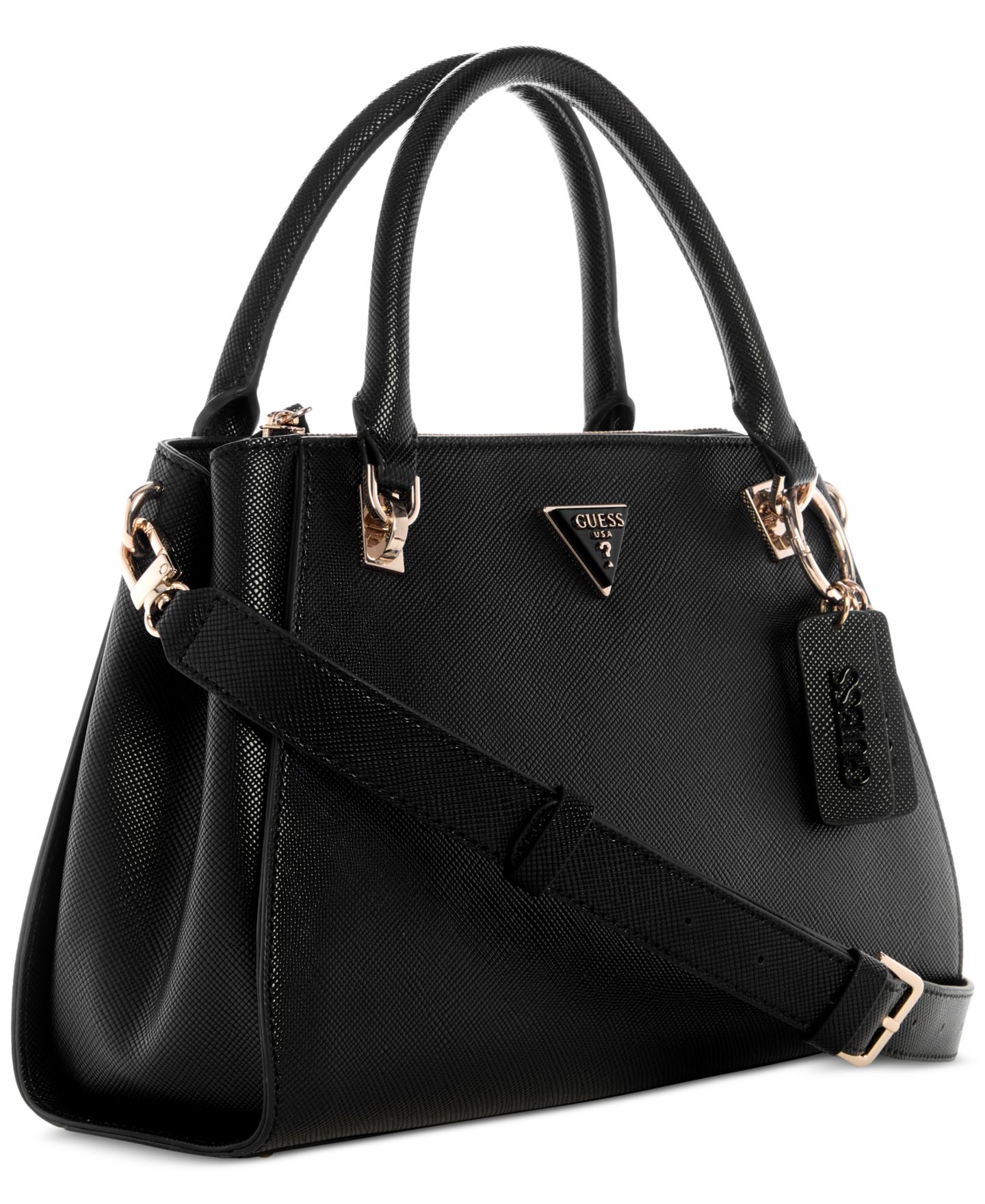 Женская сумка GUESS Noelle II Luxury Satchel, цвет: Чёрный — фото 3
