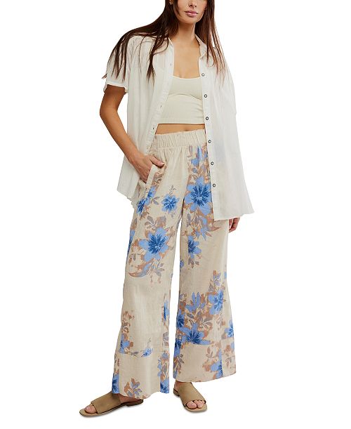 alfani Free People Women's Days End Printed High-Rise Pants Women's Fashion Shoes & Accessories