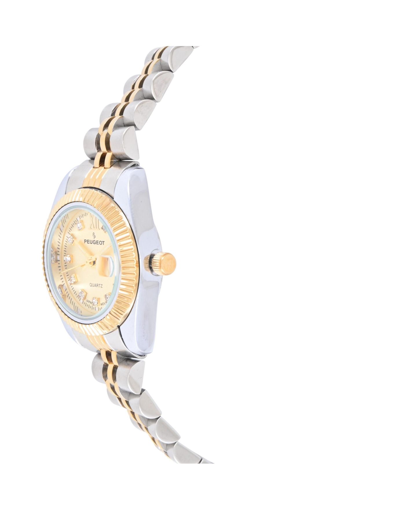 Женские часы Peugeot Two-Tone 25mm Fluted Bezel Steel Bracelet Watch, цвет: Серебряный — фото 3