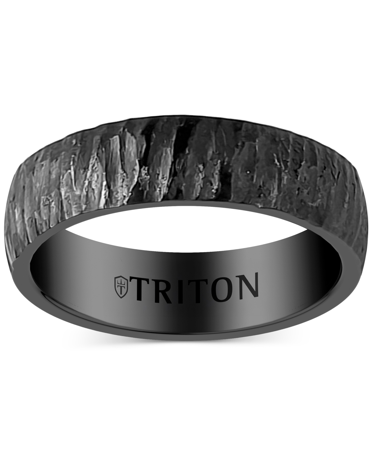Triton Men's Hammered Texture Band In Black Titanium In Black