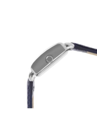 Women's 20mm Square Watch with Glossy Blue Leather Strap