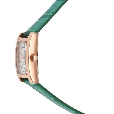 Women's Contour Tank Shape Case Green Watch with Roman Numerals